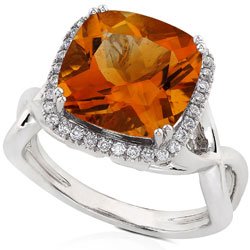 18k Gold Citrine & Diamond Ring (H/VS) - 2