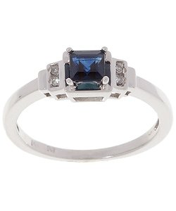 14k White Gold Sapphire Diamond Ring
