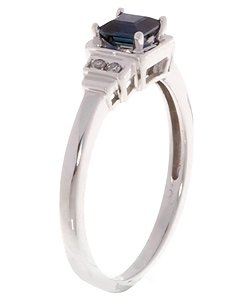14k White Gold Sapphire Diamond Ring - 2