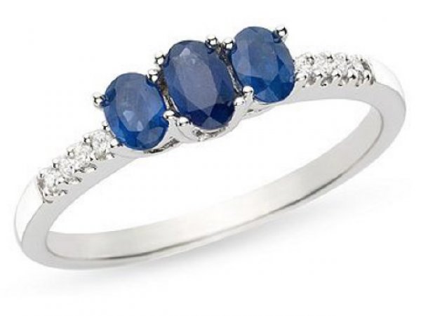 14k White Gold Sapphire and Diamond Ring