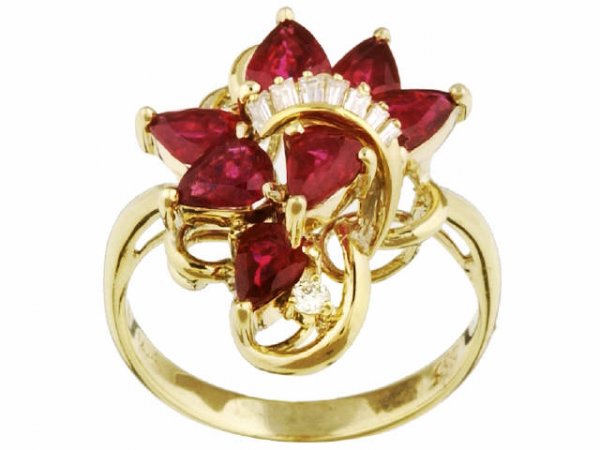 14k Yellow Gold Ruby and 1/4ct TDW Diamond Ring