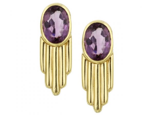 14k Yellow Gold and Amethyst Earrings