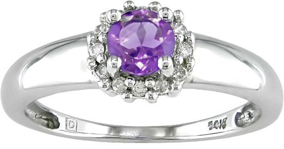 14k White Gold Diamond Amethyst Ring - 2