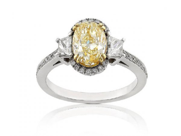 18k Two-Tone Gold 2 1/2 - TCW Yellow Diamond Ring
