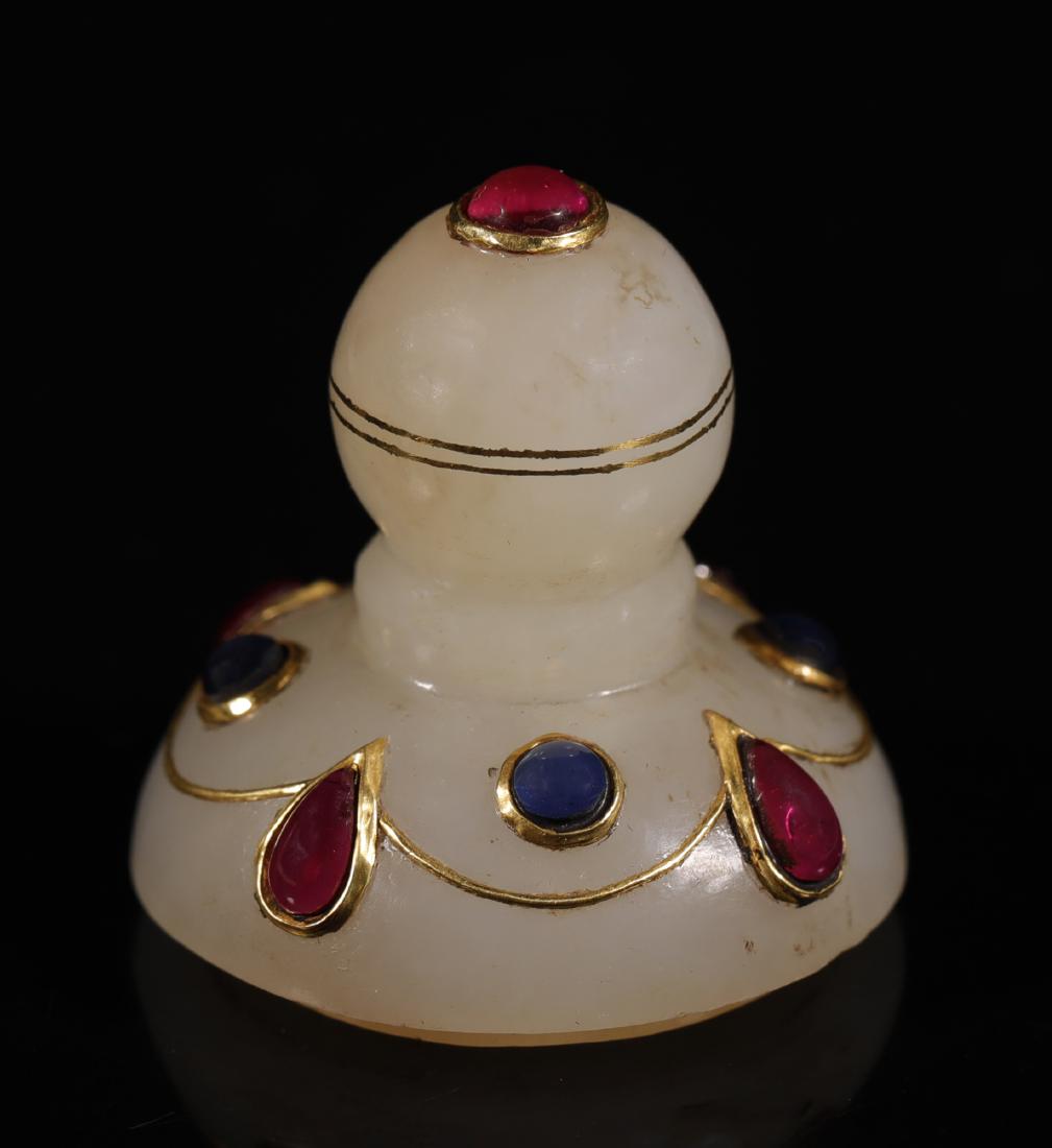 清代 痕都斯坦嵌宝石玉瓶  - 6