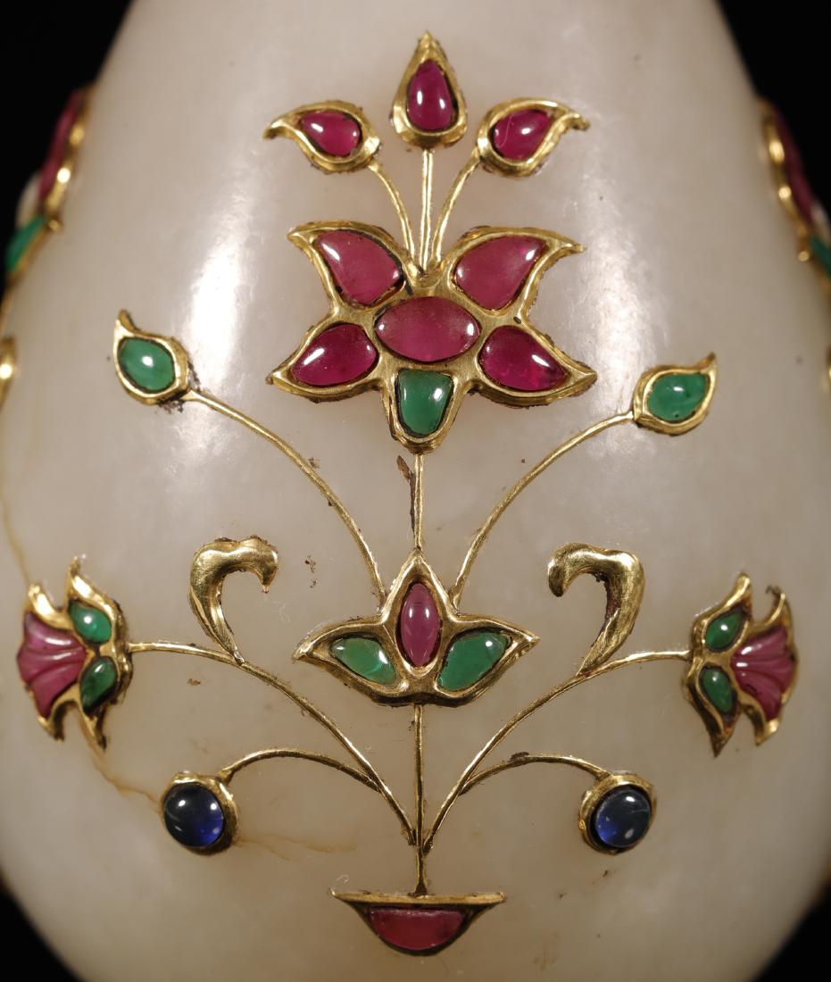 清代 痕都斯坦嵌宝石玉瓶  - 7