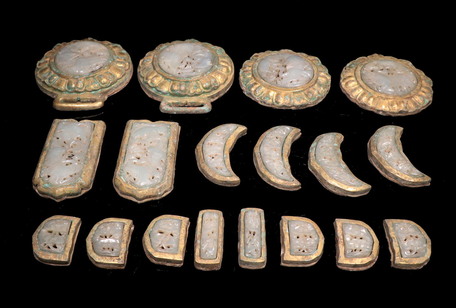 HeTian Jade silvering and Gold Belt Ornament from Liao (1 of 12)