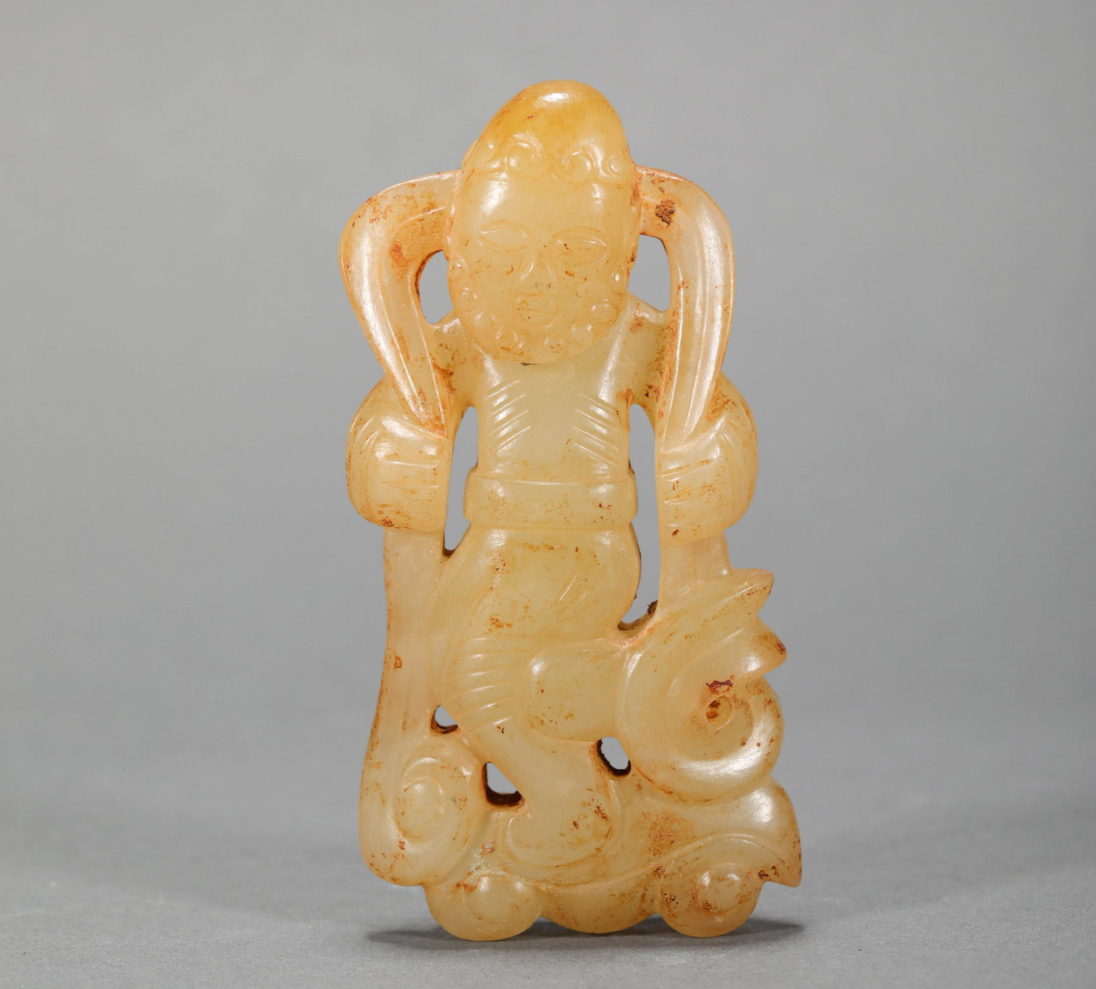 He atina Jade human figure from Han: He atina Jade human figure from Han 汉代和田玉人物 H8cm W4cm weight68g