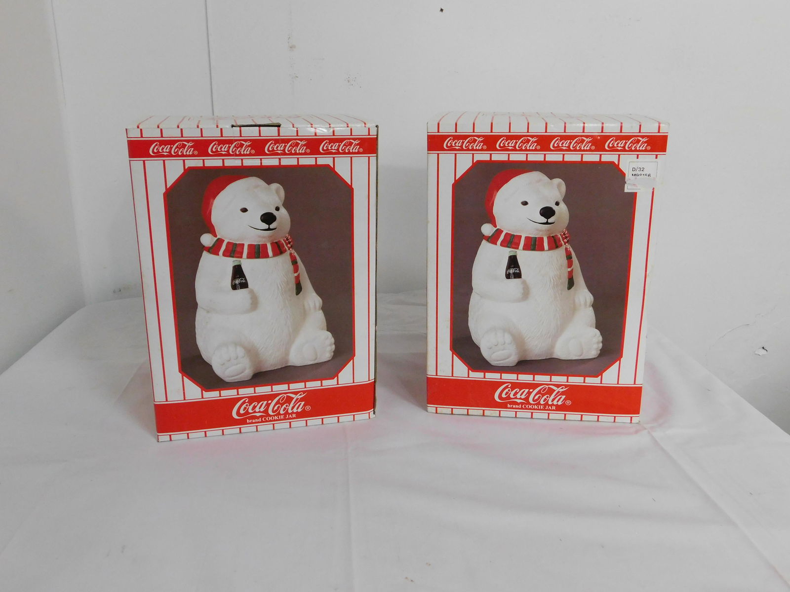 2 New in Box Coca Cola Polar Bear Cookie Jars: 2 New in Box Coca Cola Polar Bear Cookie Jars, Dated 1996, Never Been Opened, Box is 12''H x 8.5''W x 8''D