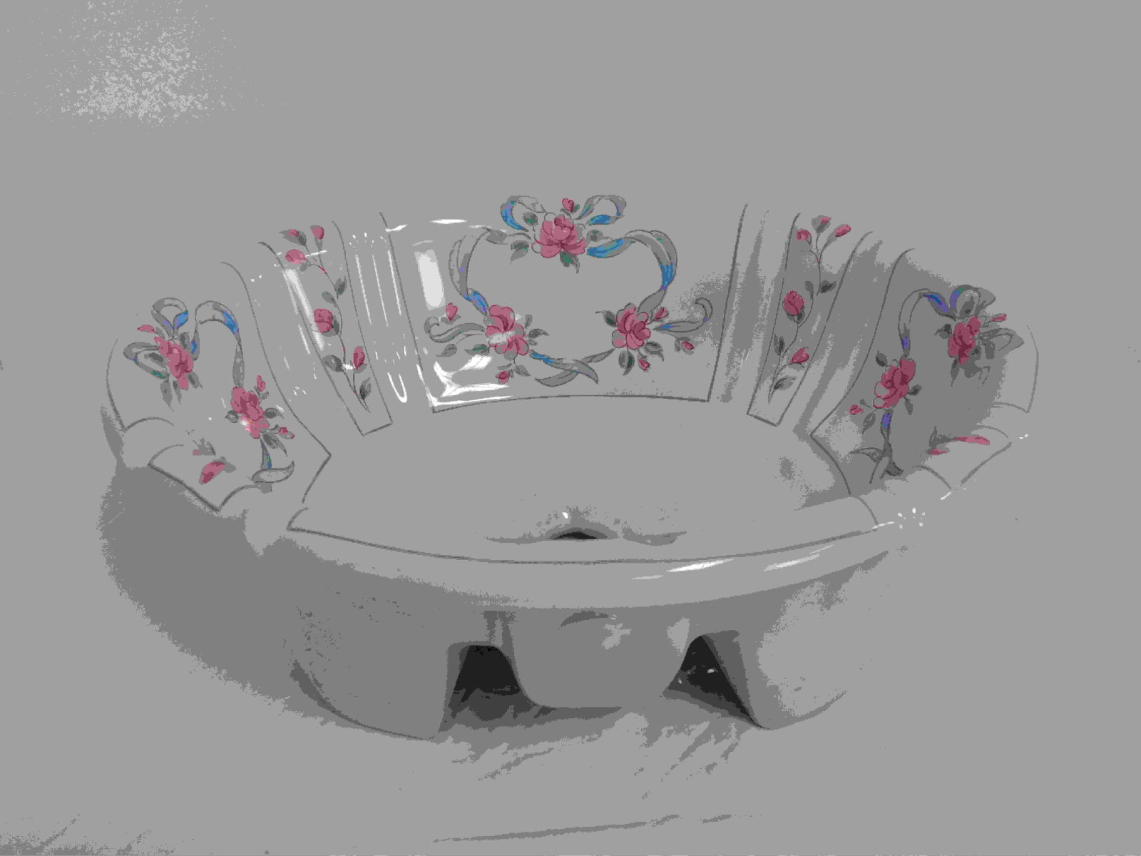 Hand Painted Drop-in Porcelain Sink: Hand Painted Drop-in Porcelain Sink. 6.5"H x 18.5"L x 15.5"W in good condition.