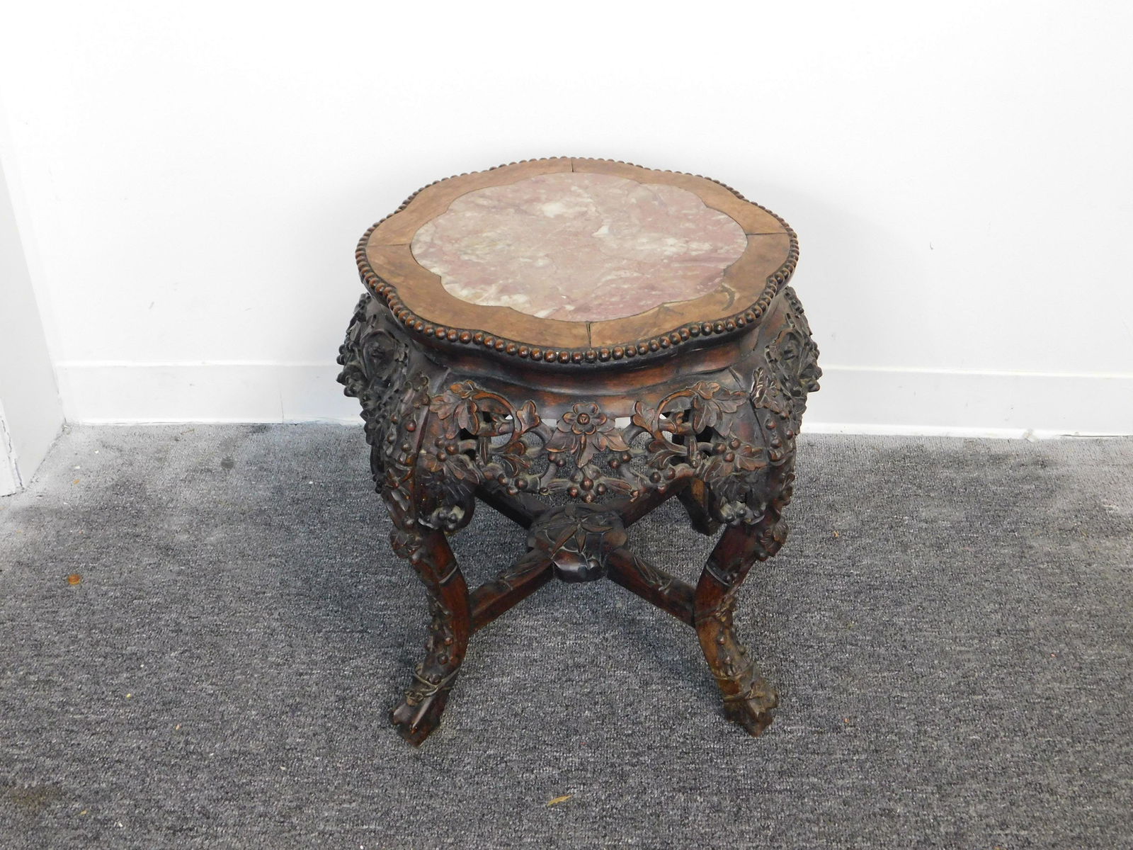 Carved Chinese Marble Top Table (1 of 2)
