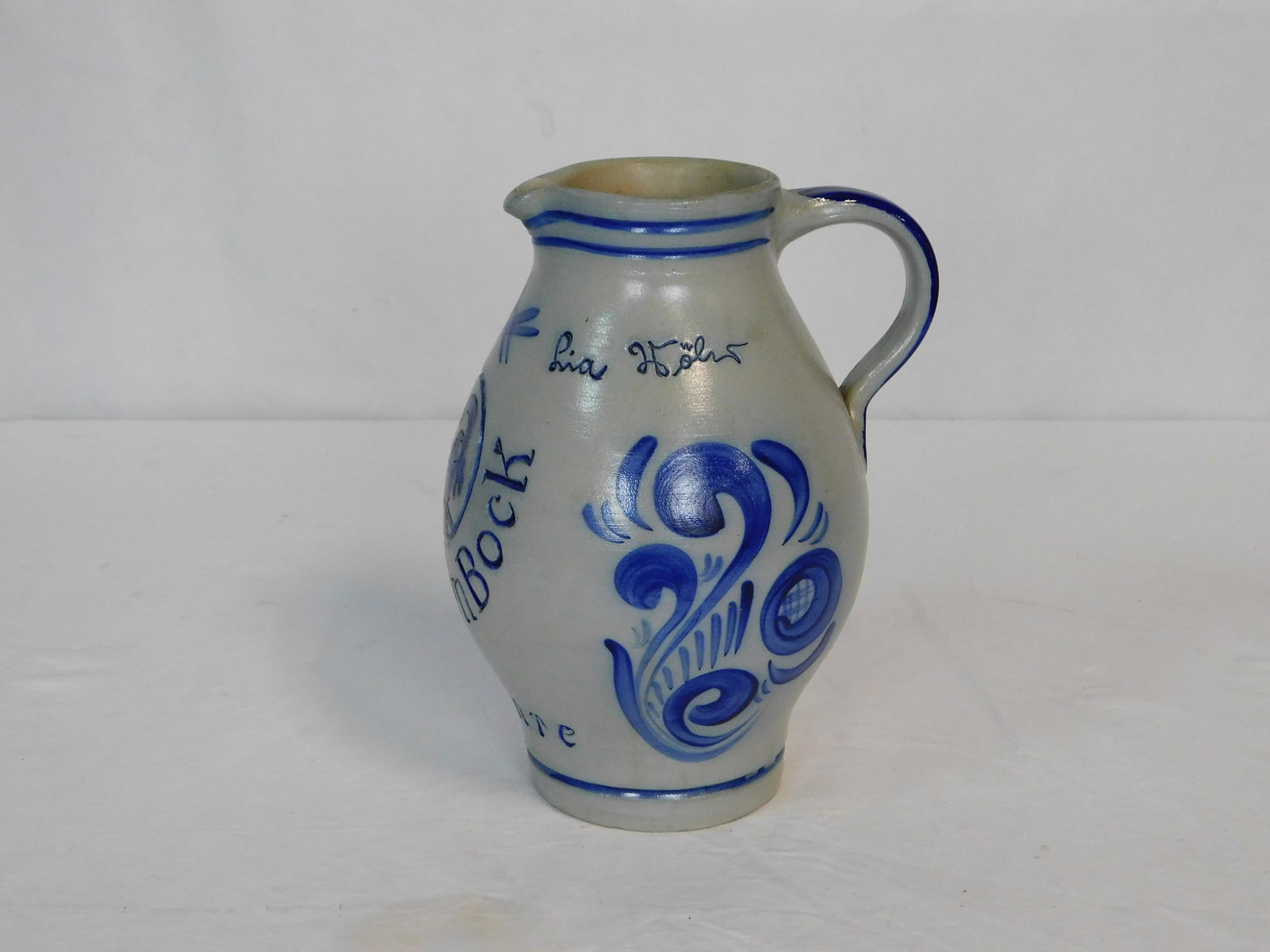 Salt Glaze Cobalt Stoneware Pitcher (1 of 5)