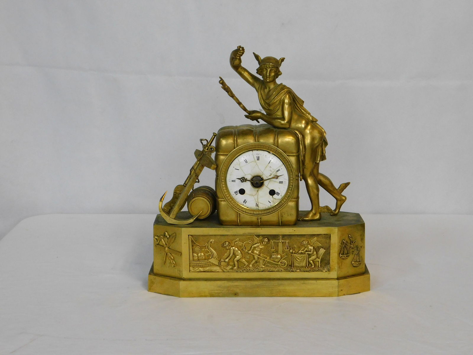 Antique Figural Brass Clock (1 of 7)