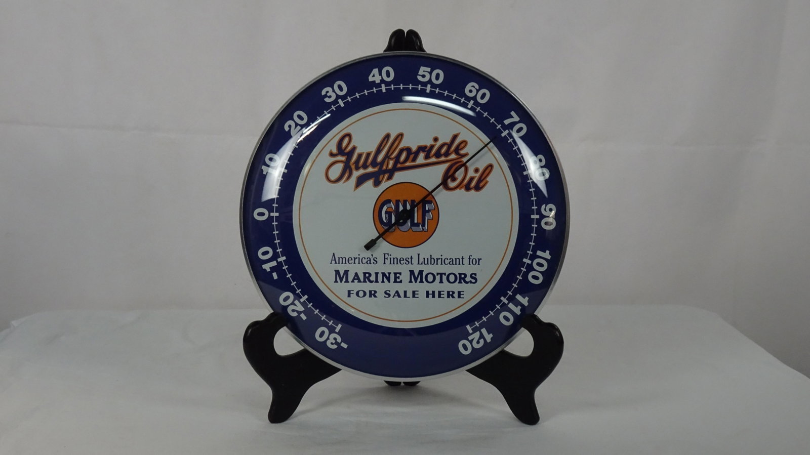 Gulf Pride Oil Marine Lubricants Thermometer: Gulf Pride Oil Marine Lubricants Thermometer in good condition. 12"D