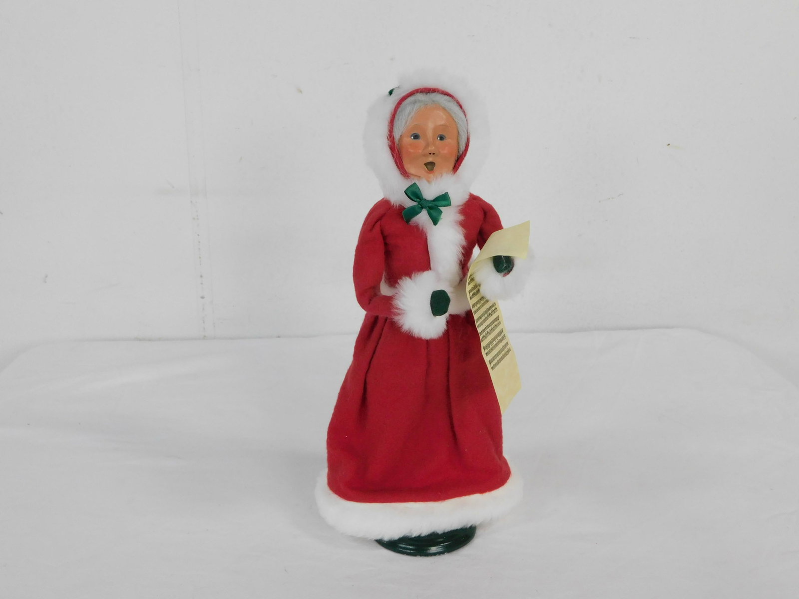 Byers Choice Caroler Mrs. Claus with Sheet Music: Byers Choice Caroler Mrs. Claus with Sheet Music. 13" tall in good condition.