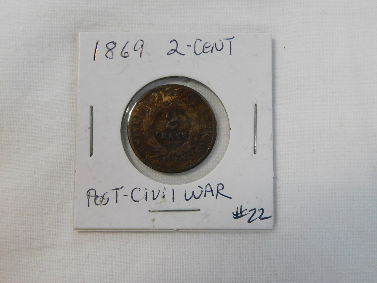 1869 Post Civil War 2 Cent Coin: 1869 Post Civil War 2 Cent Coin
