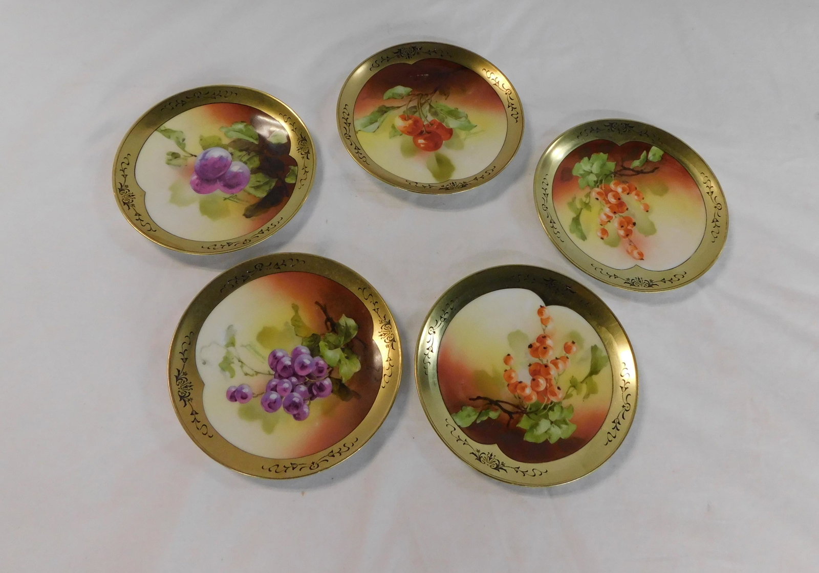 5 Bavarian Hand Painted Fruit Plates: 5 Bavarian Hand Painted Fruit Plates in good condition, 6''Dia