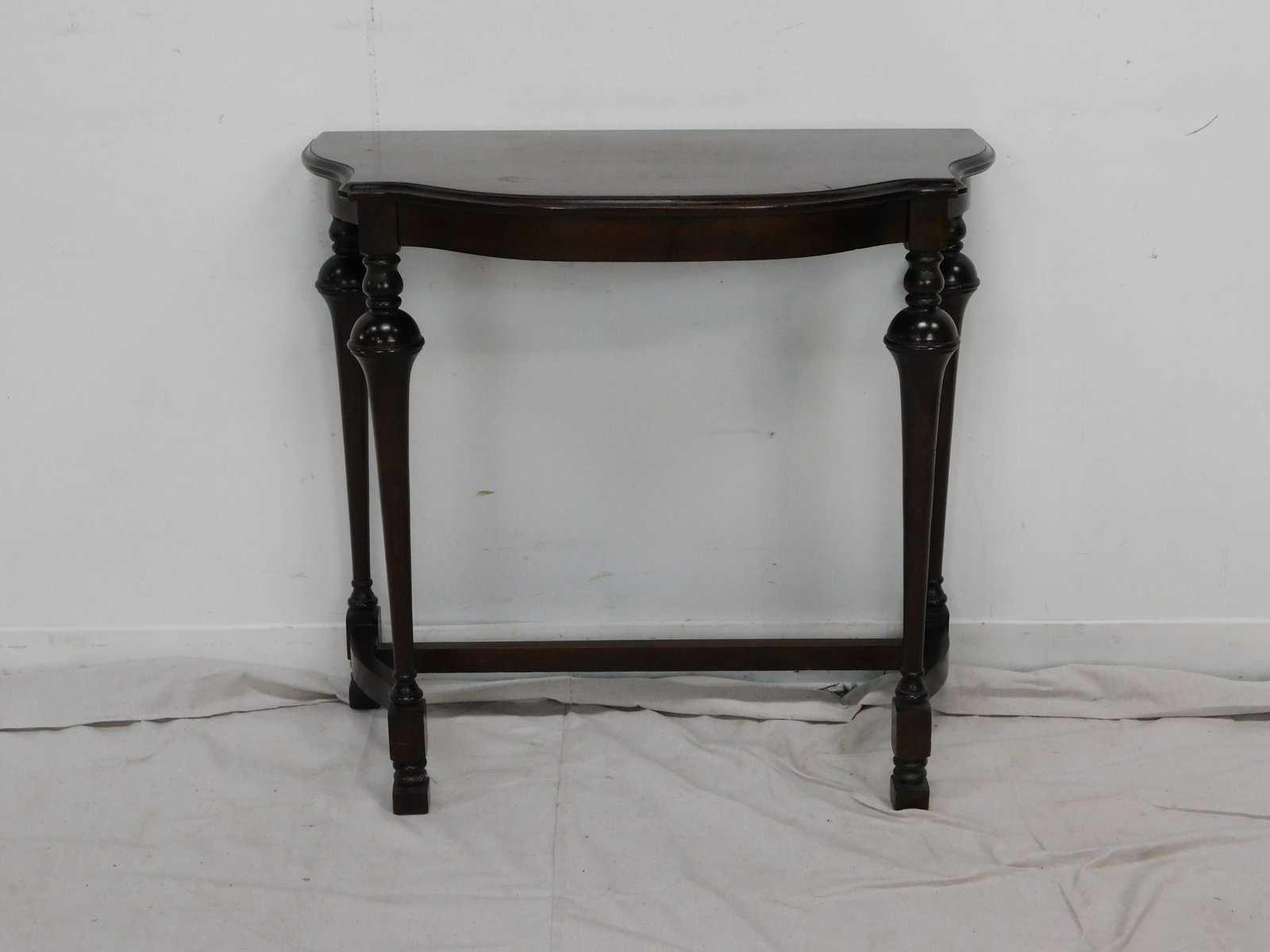 William and Mary Style Console Table: William and Mary Style Console Table in Walnut, in good condition, Stretcher base, 29.5''H x 32''W x 18.5''D