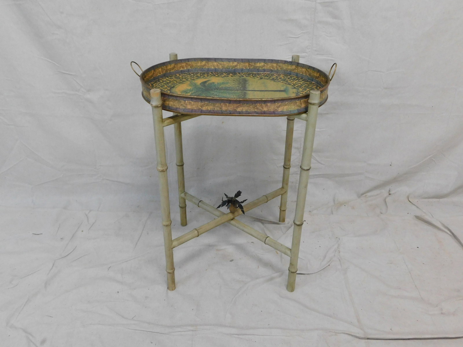 Bamboo Tray Table and Folding Stand: Bamboo Tray Table and Folding Stand in good condition, 2pcs, 30''H x 23.5''W x 16''D