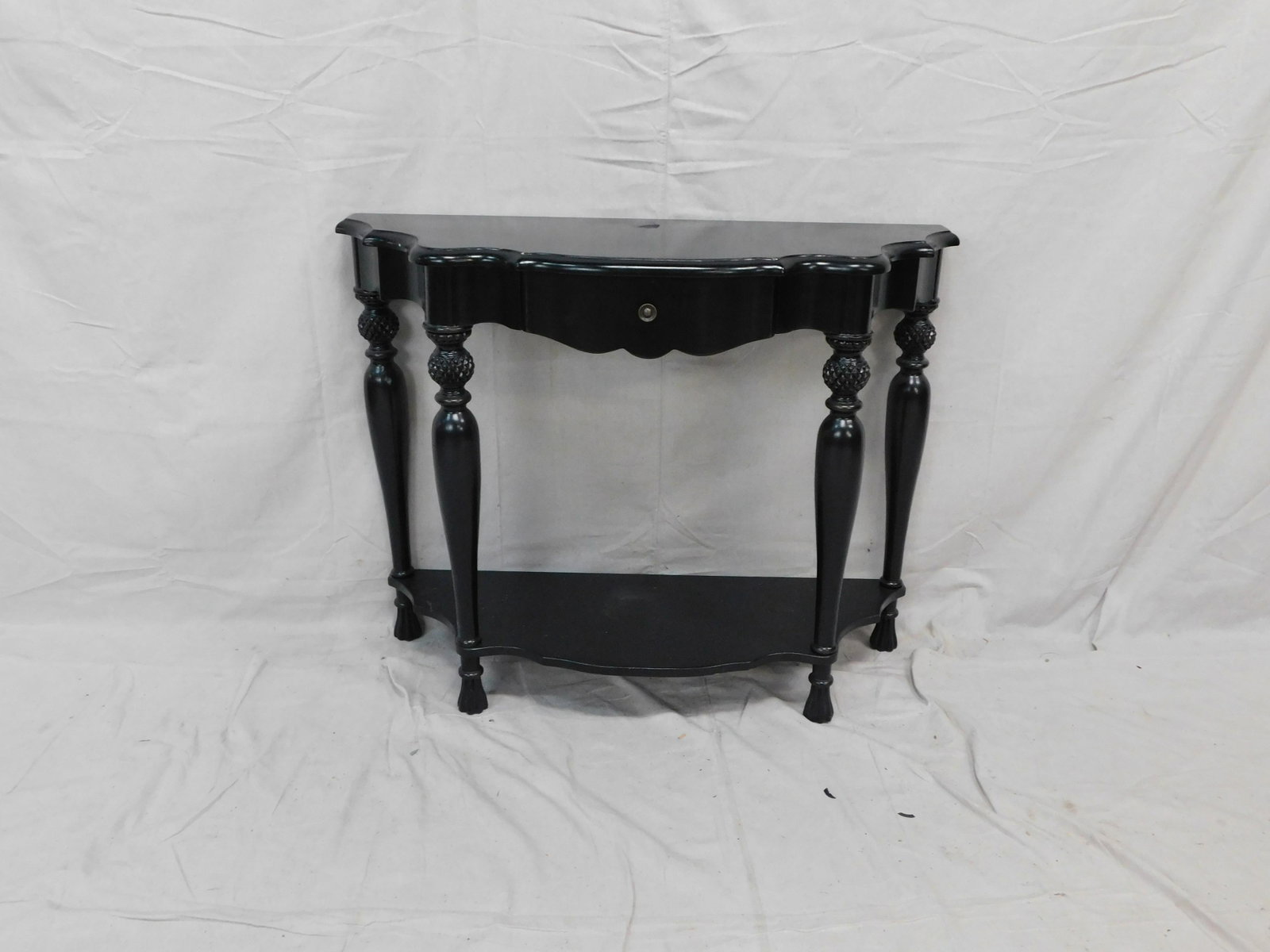 Modern Black Console Table: Modern Black Console Table in good condition, with one drawer, 32.5''H x 42.5''W x 16''D