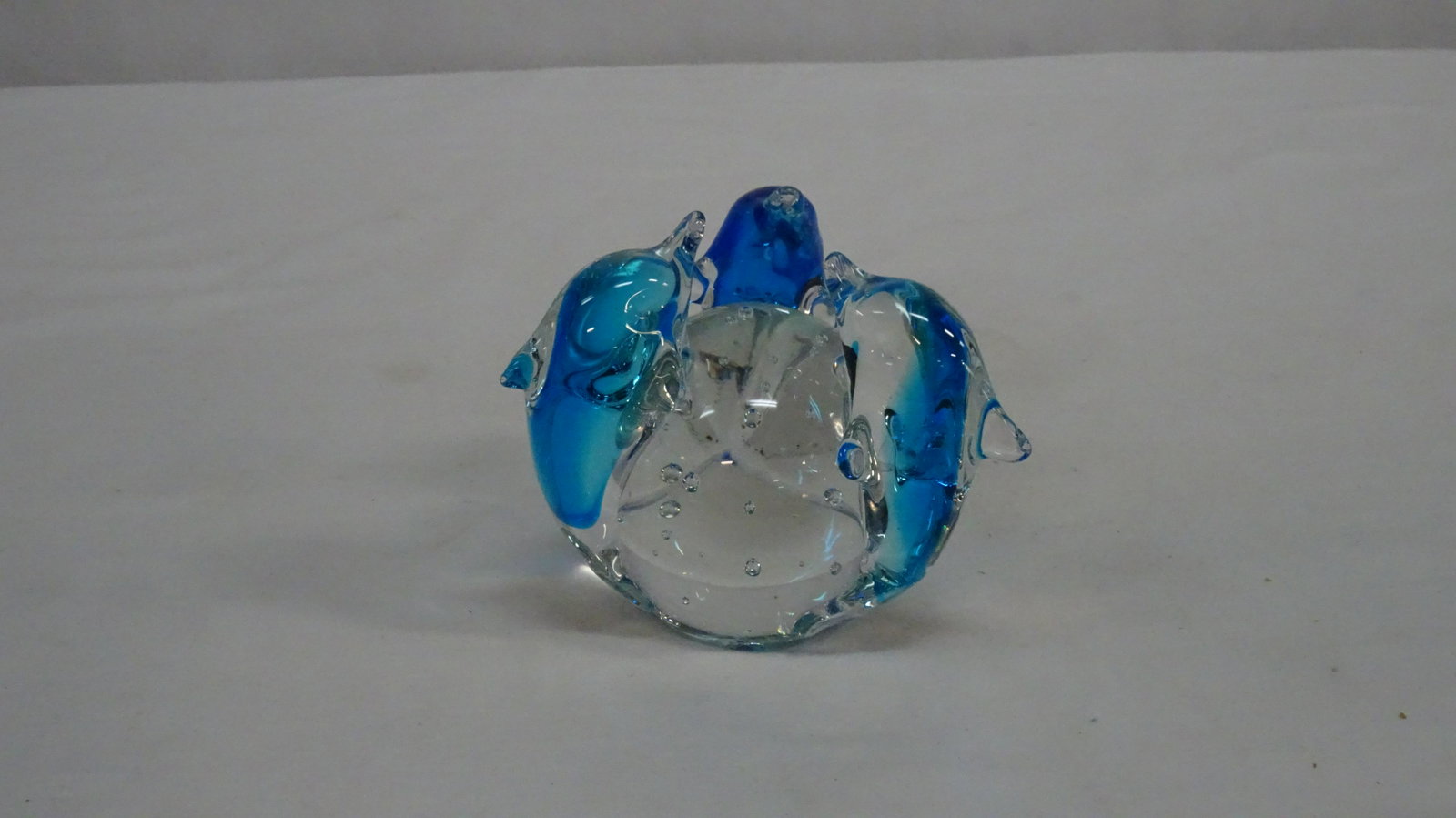 Large Art Glass Dolphin Sculpture: Large Art Glass Dolphin Sculpture in good condition. 5"H
