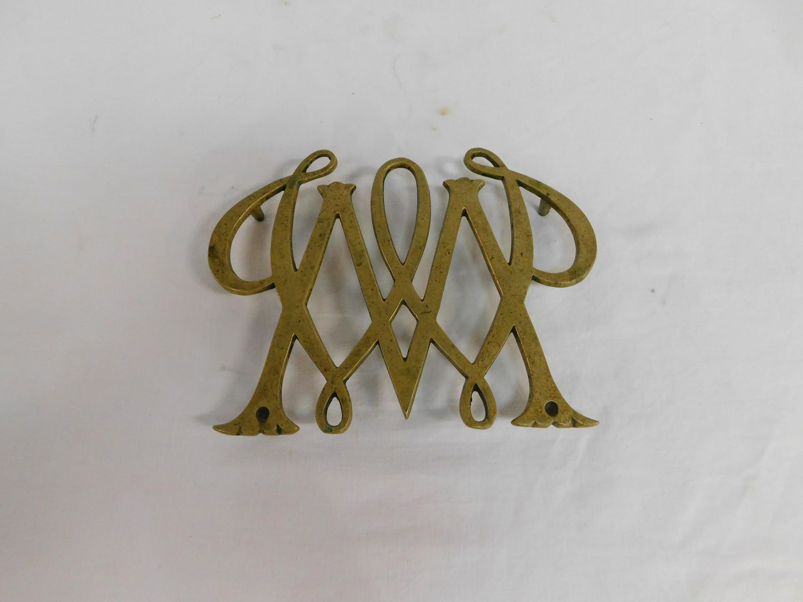Virginia Metalcrafters CW 10-11 Trivet: Virginia Metalcrafters CW 10-11 Trivet, William and Mary Cypher, Williamsburg Marking, 6'' x 7.75''