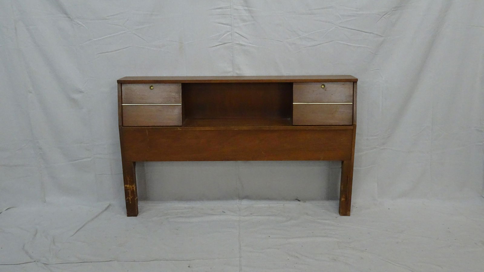 Mid Century Headboard: Mid Century Headboard in good condition with sliding bookcase doors, full size