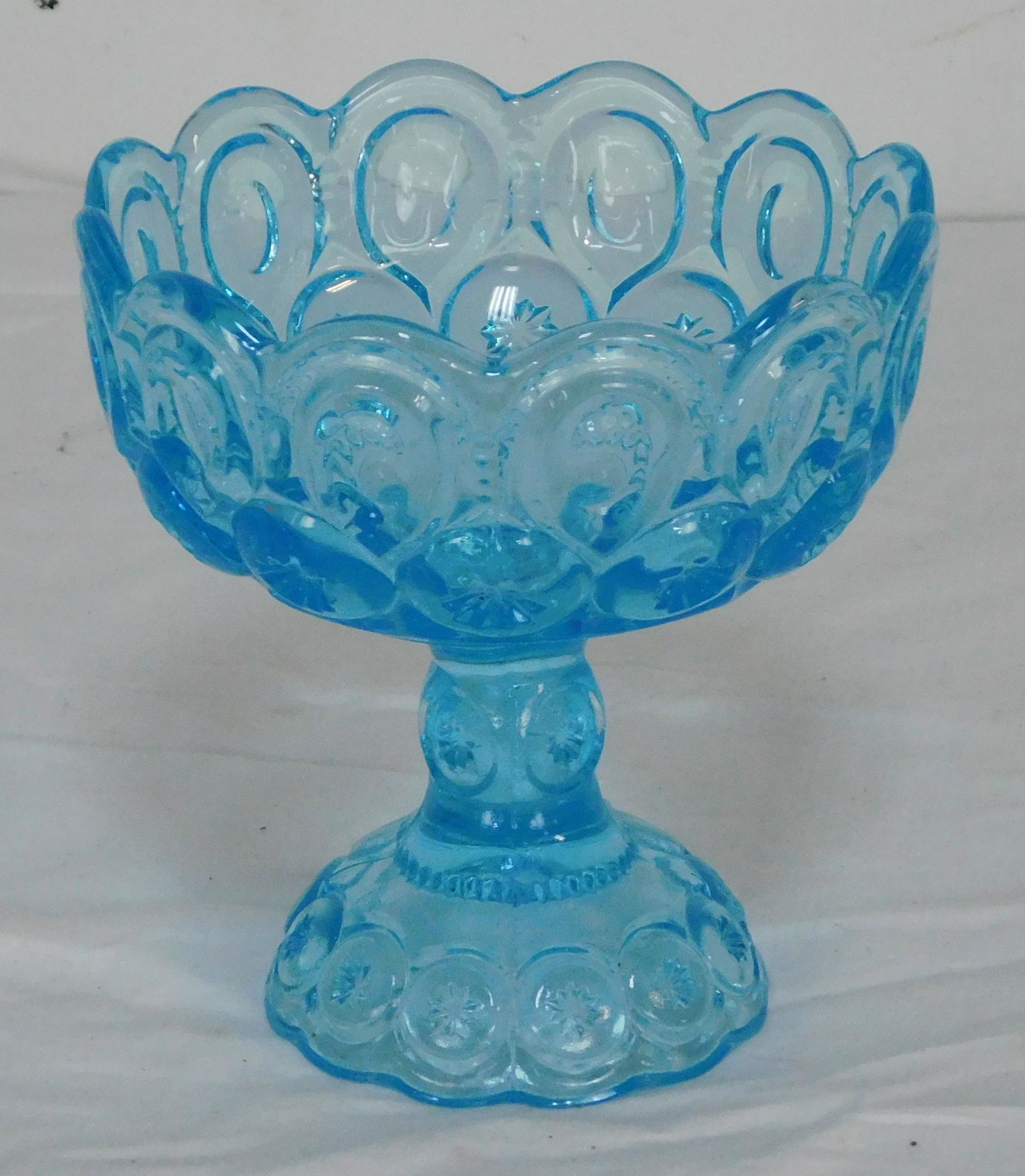 Blue Moon and Stars Compote: Blue Moon and Stars Compote in good condition, 6.5''H