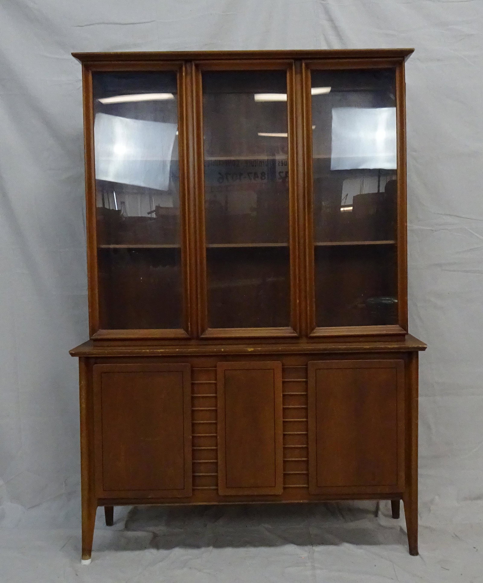 Mid Century Modern Walnut China Cabinet: Mid Century Modern Walnut China Cabinet in good condition, 66''H x 46''W x 15''D