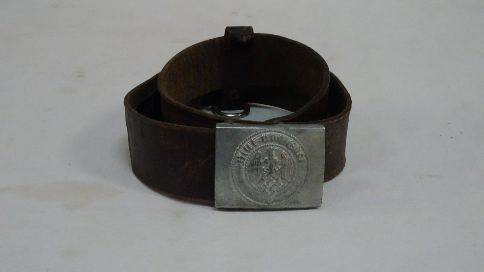 WWII German Hitler Youth Belt and Buckle: WWII German Hitler Youth Belt and Buckle in good condition with some wear to the leather.