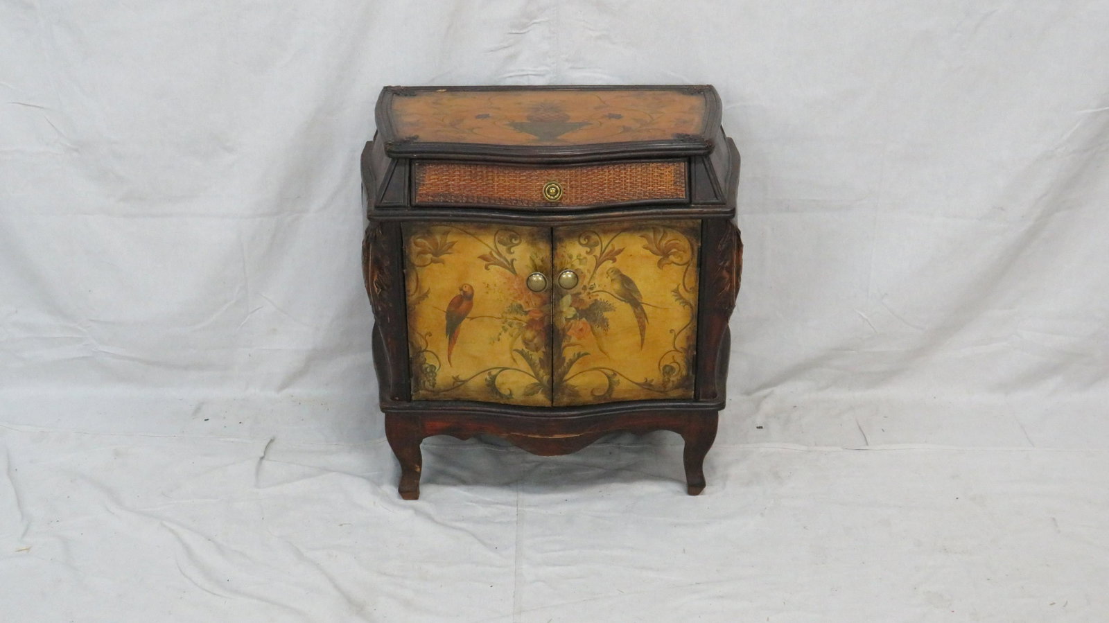 Bombay Hand Painted Nightstand: Bombay Hand Painted Nightstand in good condition, 26.5''H x 27.5''W x 17.5''D