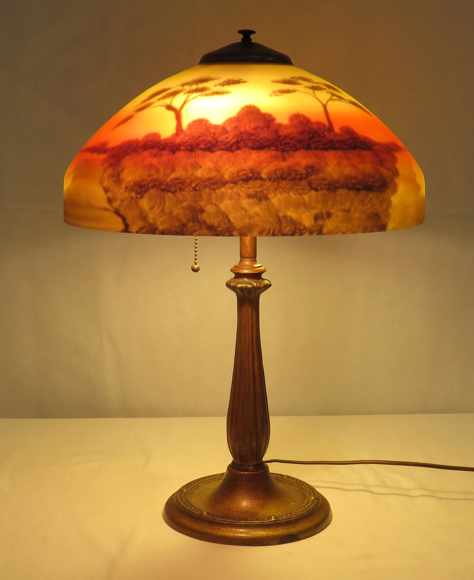 Antique Lamp Scenic Reverse Painted Shade (1 of 9)