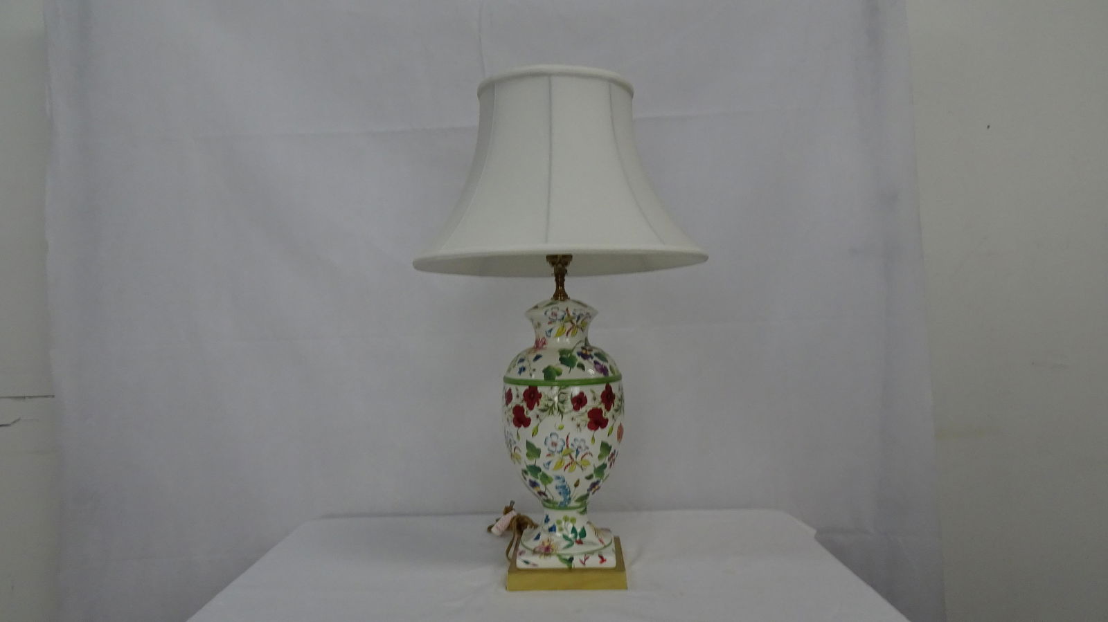 Floral Porcelain Table Lamp with Silk Shade (1 of 6)