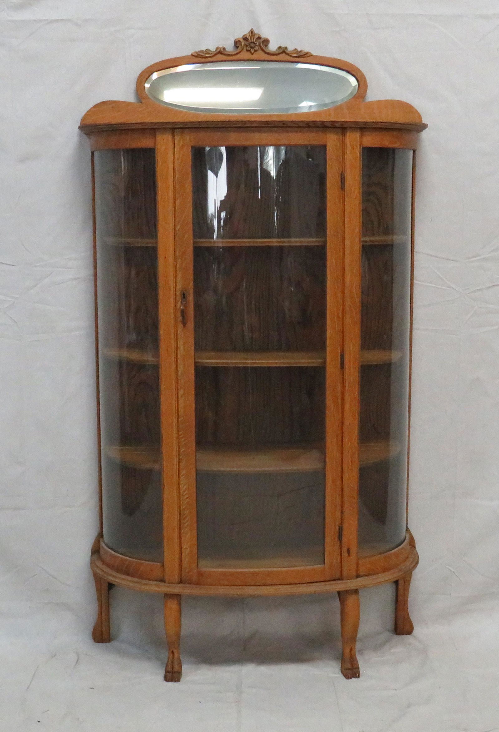 Antique Oak Round Glass China Cabinet (1 of 4)