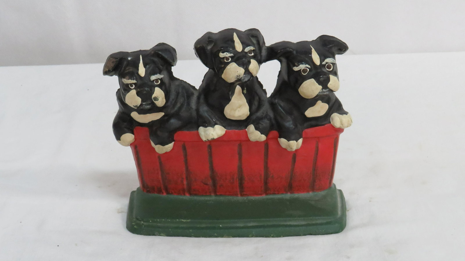 Vintage Cast Iron Bulldog Door Stop: Vintage Cast Iron Bulldog Door Stop in good condition with a few rubbed spots on the paint. 6.5"H x 8"W