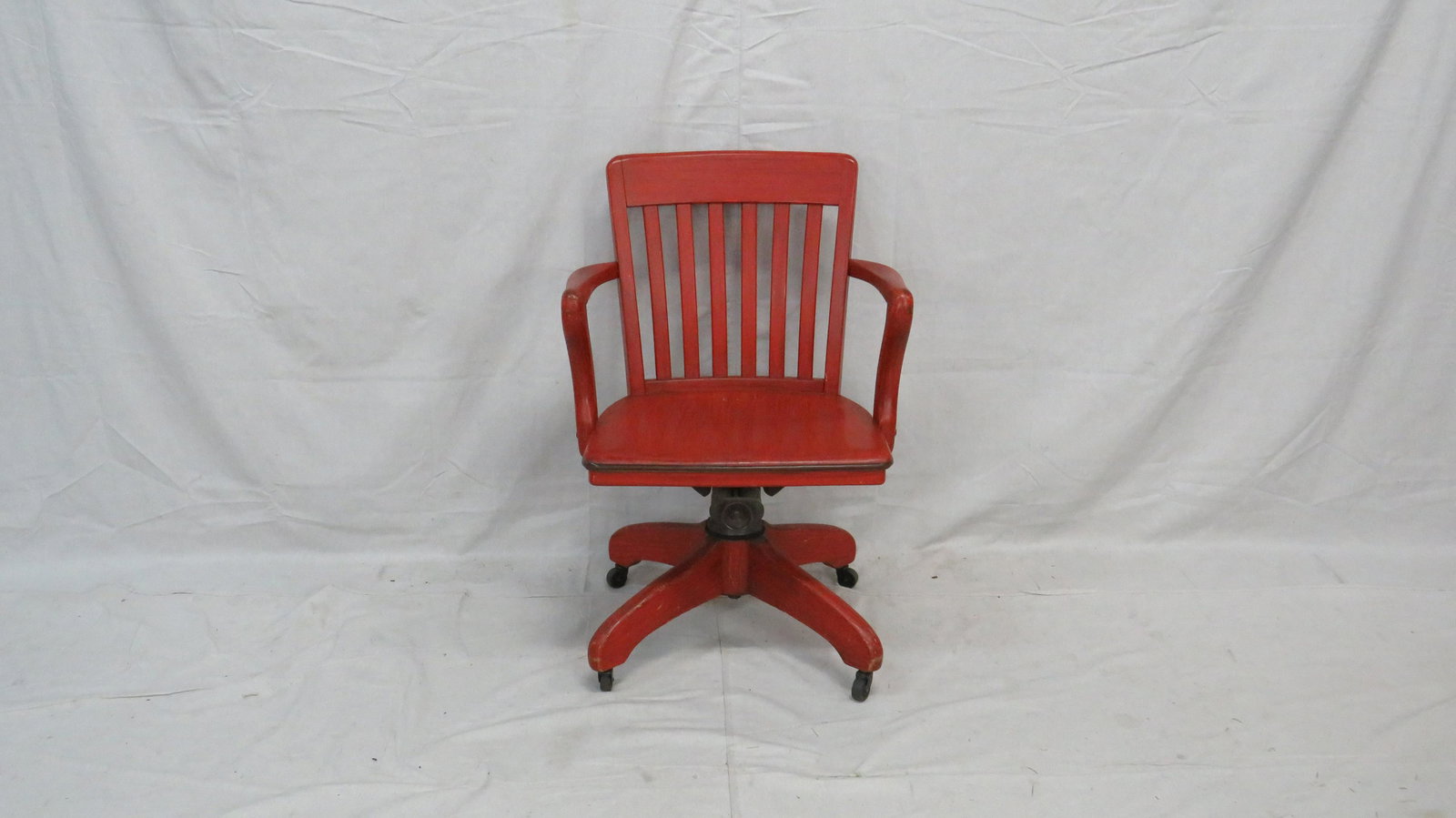 Antique Oak Adjustable Office Chair (1 of 2)