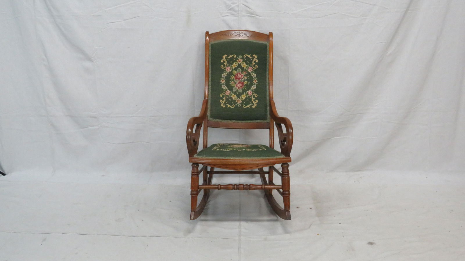 Antique Needlepoint Rocking Chair (1 of 3)
