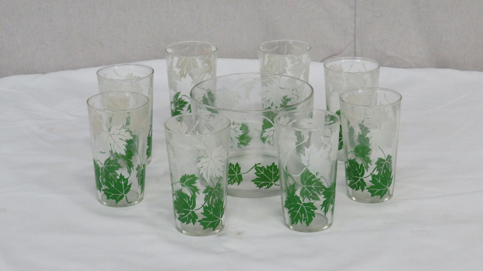 Mid Century Barware Glasses & Ice Bowl (1 of 2)