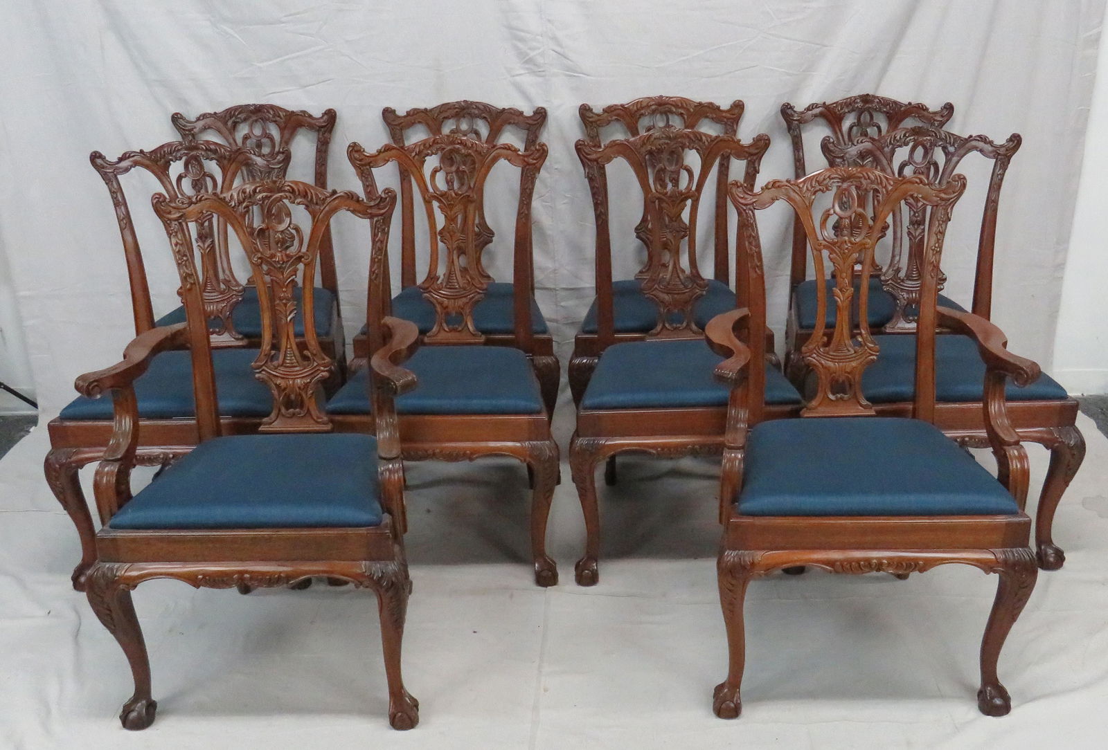 Set of 10 Highly Carved Chippendale Dining Chairs (1 of 6)