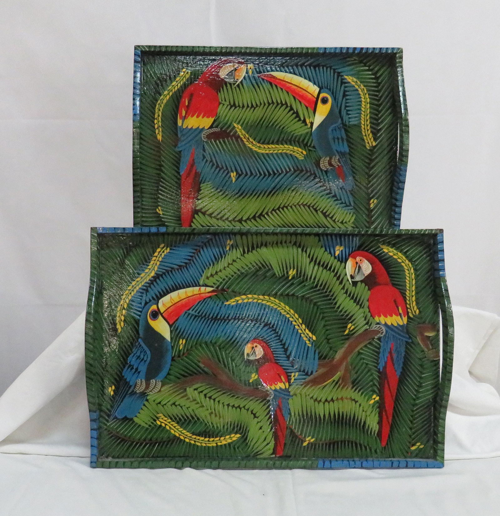 2 Haitian Art Tropical Handpainted Serving Trays (1 of 1)