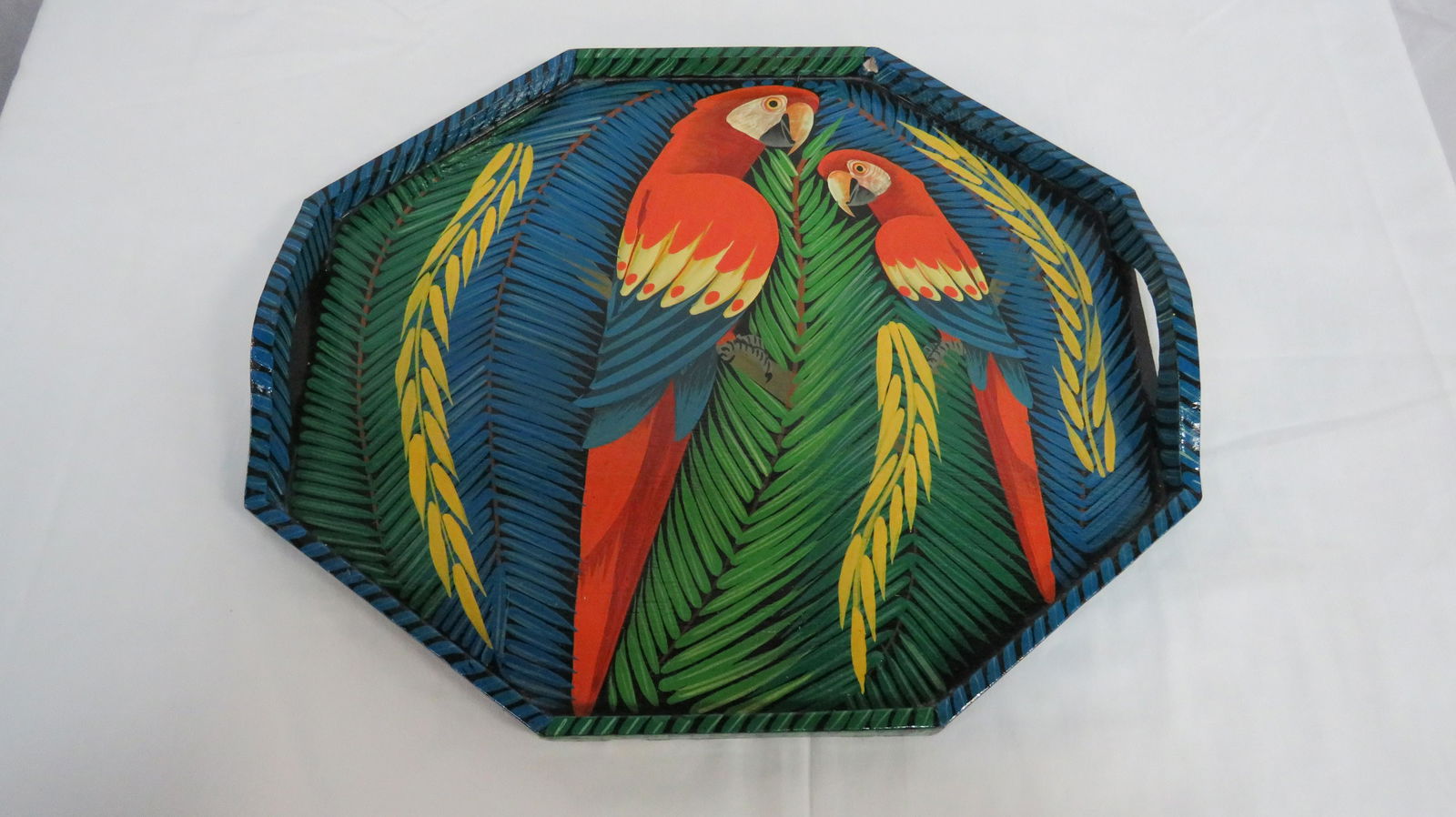 Vintage 2 Handle Hand Painted Wood Serving Tray (1 of 2)