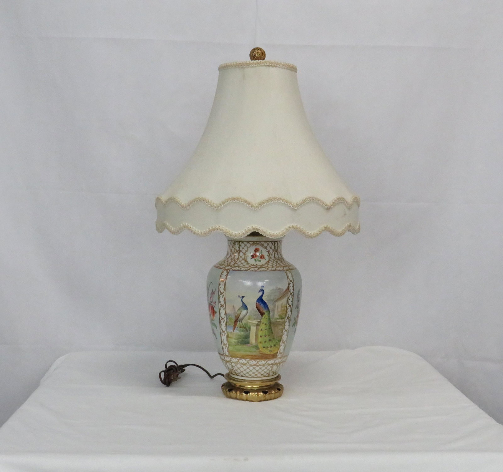 Vintage Porcelain Peacock Table Lamp (1 of 5)