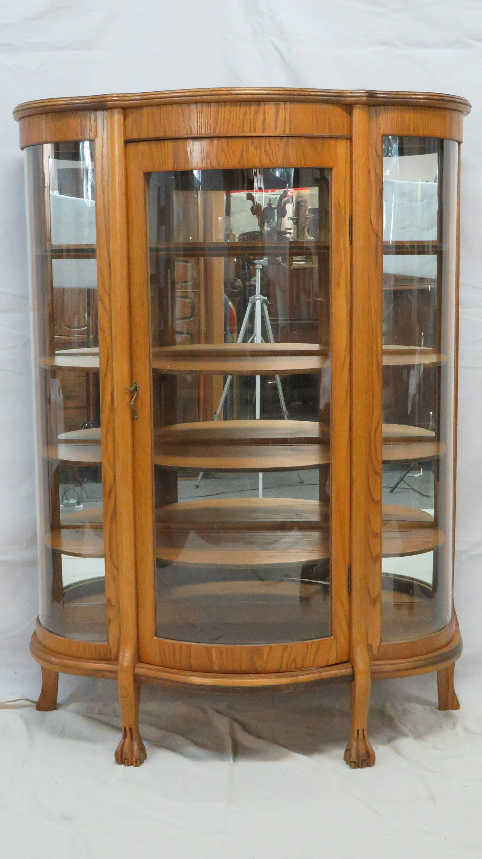 Vintage Round Glass Mirror Back China Cabinet (1 of 1)
