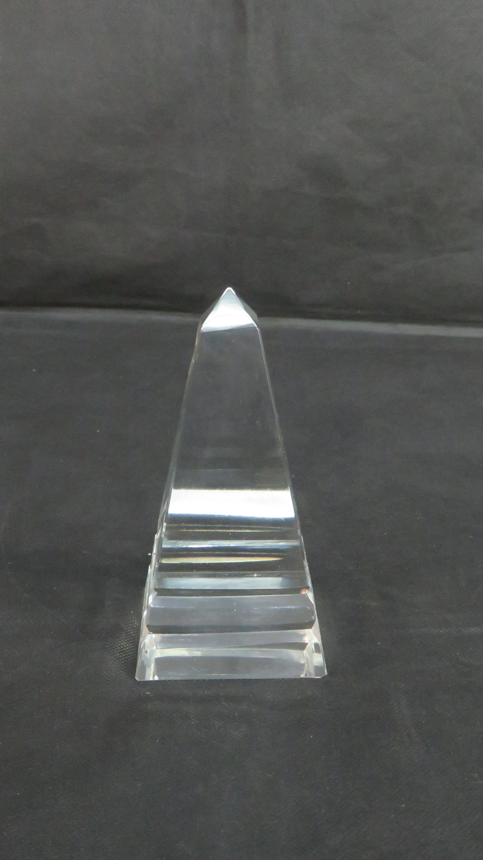 Vintage Cut Crystal Obelisk: Vintage Cut Crystal Obelisk in good condition with some roughness on the bottom. 5"H