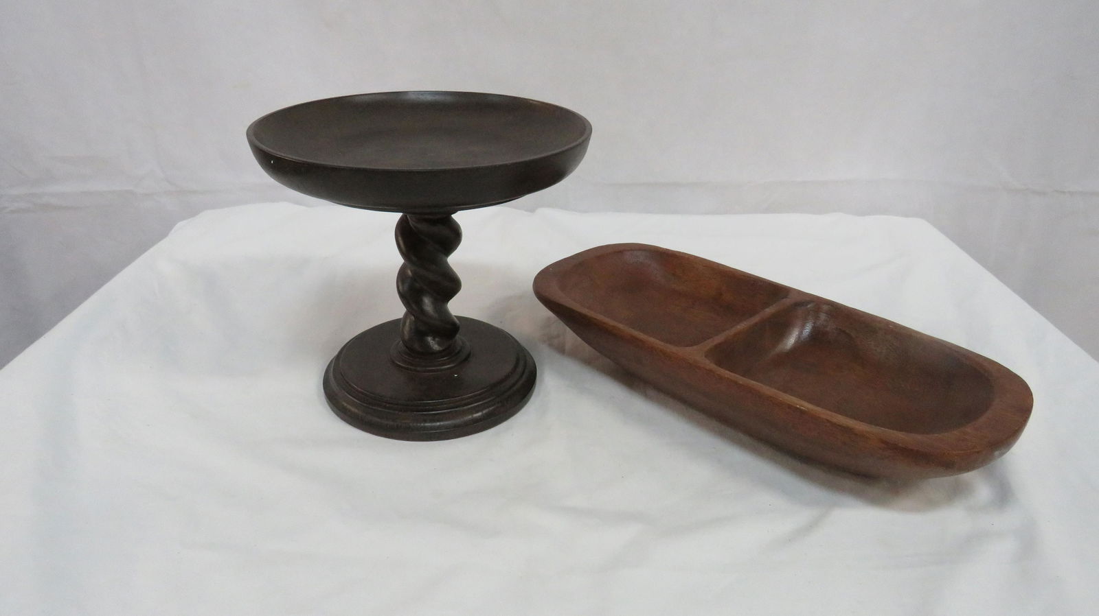 Barley Twist Comport & Divided Wood Bowl (1 of 3)
