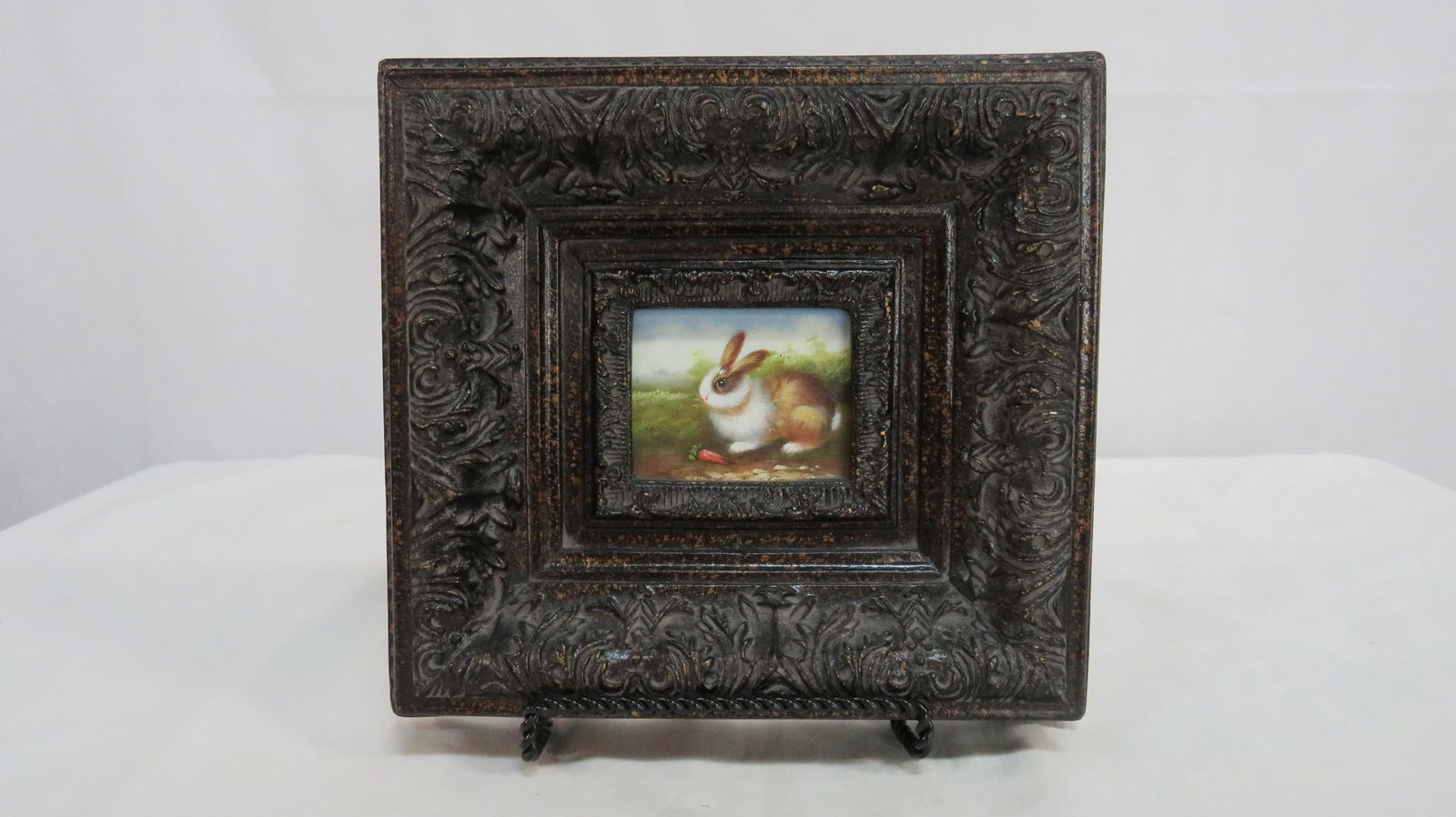 Small Rabbit Oil Painting in Ornate Frame (1 of 3)