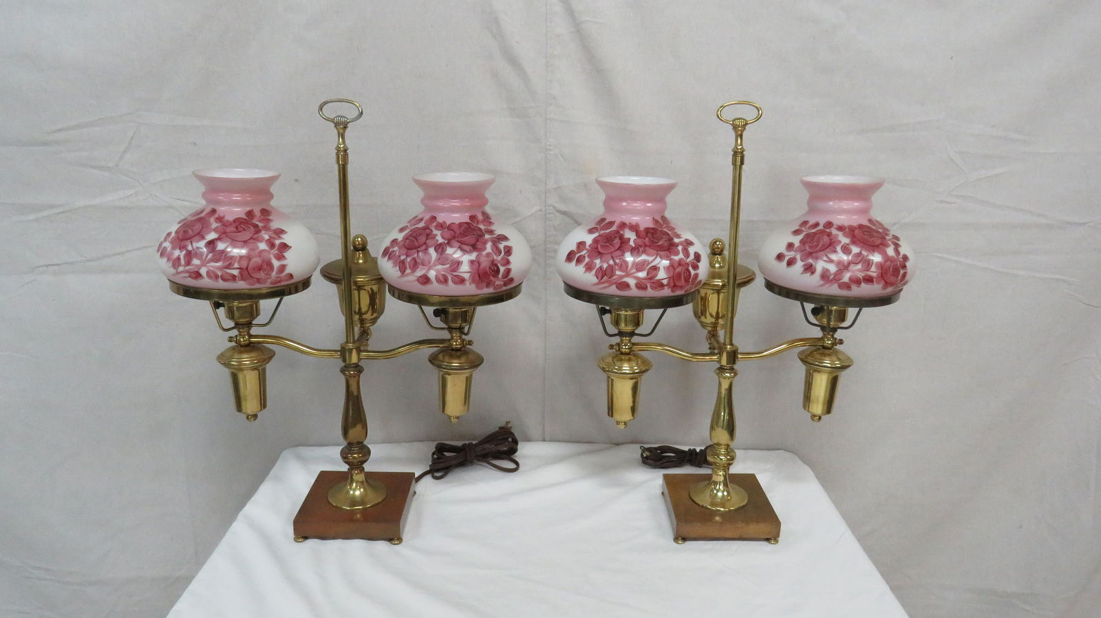 Pair of Vintage Double Student Lamps (1 of 2)