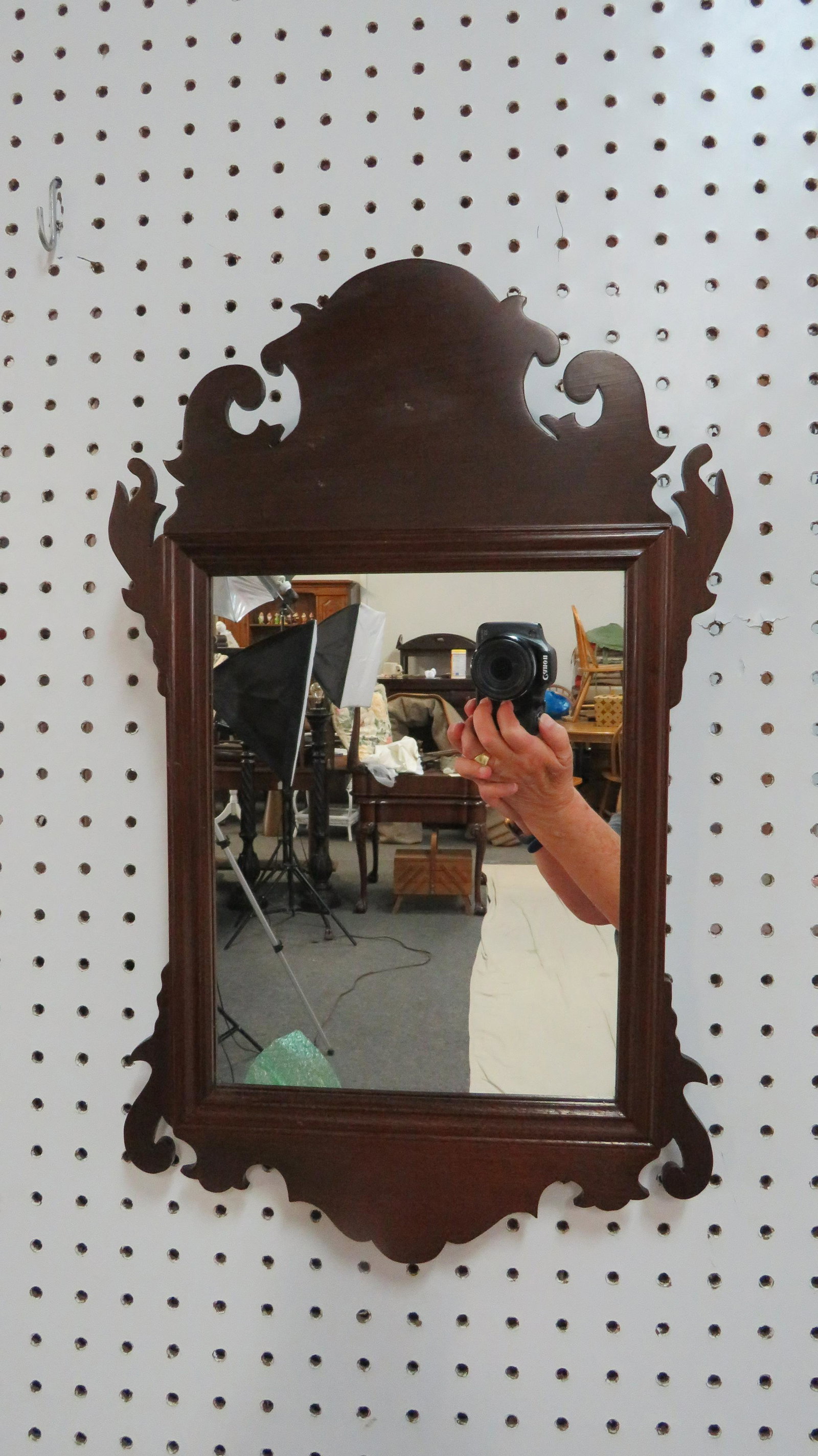 Virginia Metalcrafters CW Chippendale Mirror: Virginia Metalcrafters CW Chippendale Mirror in good condition. Marked on the back.Overall size 19.5 x 9.5