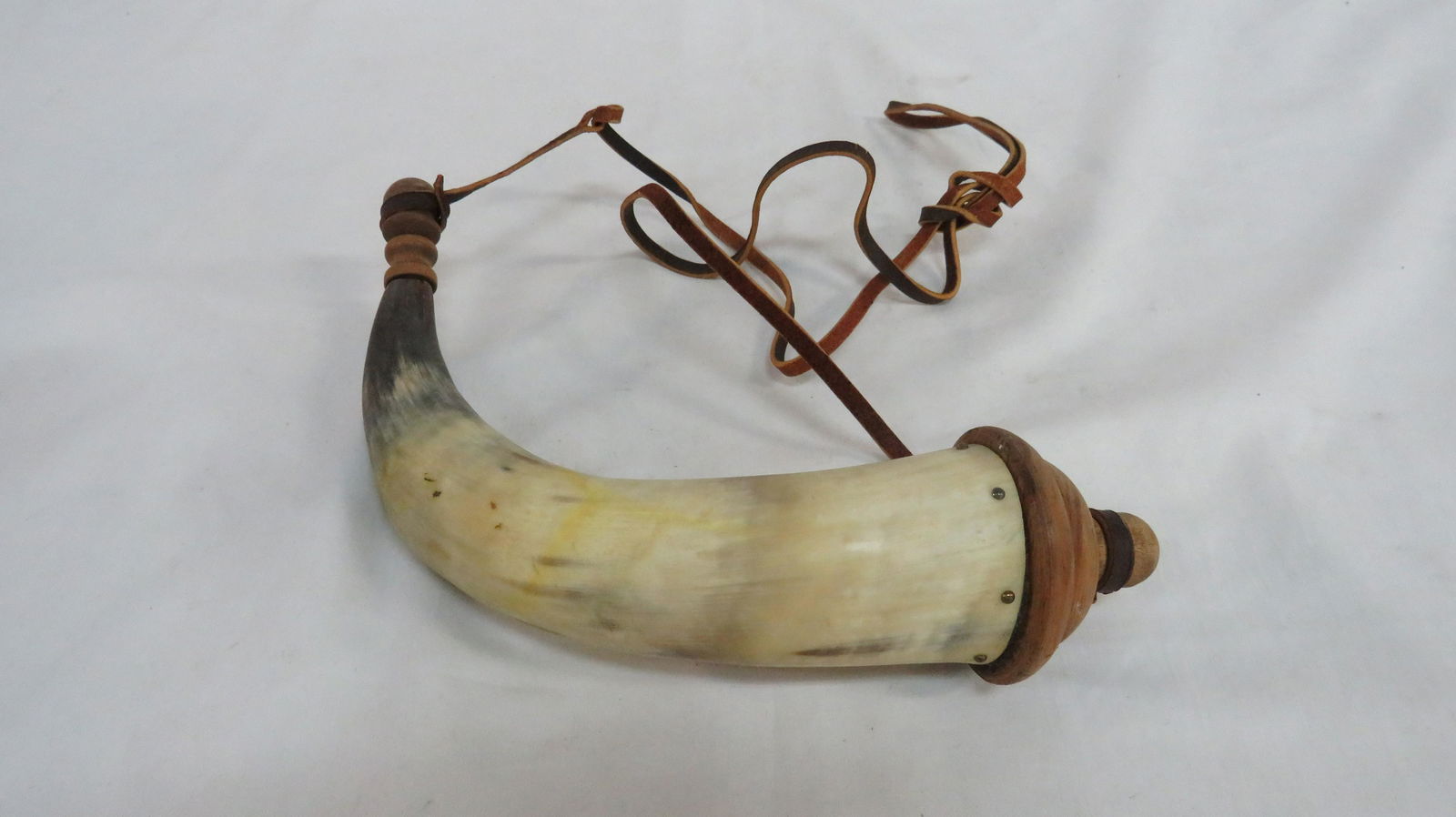 Vintage Powder Horn with Leather Strap (1 of 3)