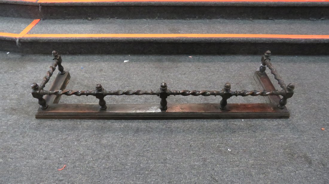 Antique Oak Barley Twist Fire Fender: Antique Oak Barley Twist Fire Fender in good condition, 8''H x 54.5''W x 15''D
